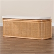 Pemberly Row Contemporary Bohemian Natural Rattan Storage Bench