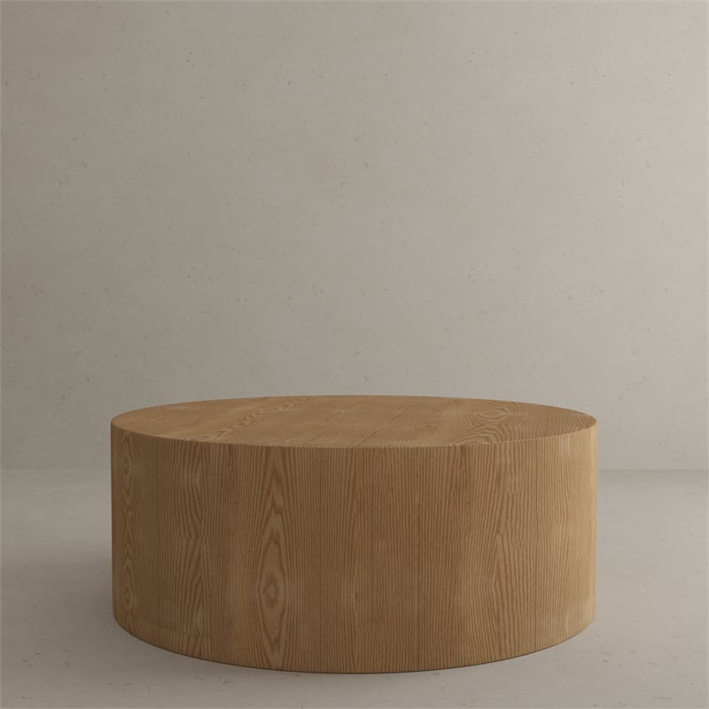Pemberly Row Contemporary Solid Wood Coffee Table in Ash Finish