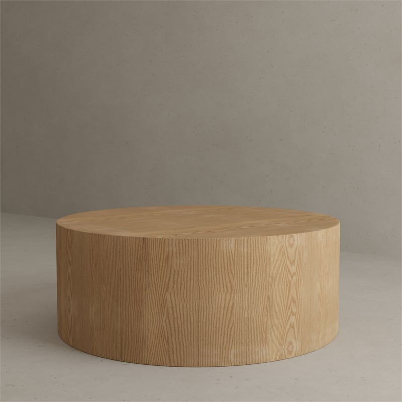 Pemberly Row Contemporary Solid Wood Coffee Table in Ash Finish
