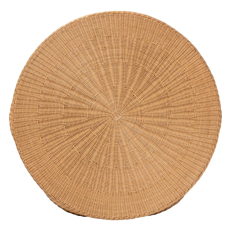 Pemberly Row Contemporary Bohemian Honey Scallop Rattan Coffee Table