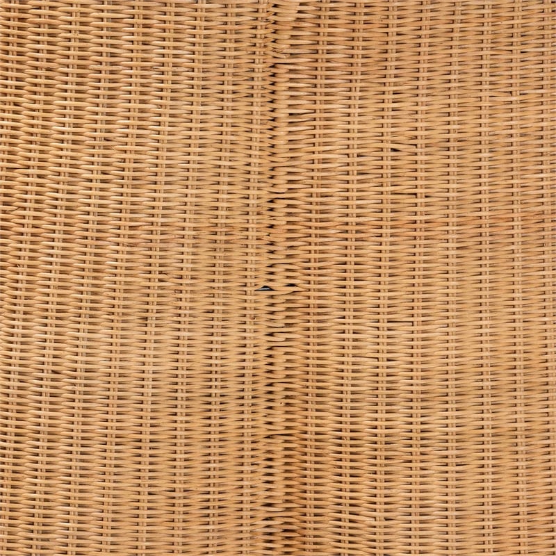 Pemberly Row Contemporary Bohemian Honey Scallop Rattan Coffee Table