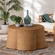 Pemberly Row Contemporary Bohemian Honey Scallop Rattan Coffee Table