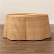 Pemberly Row Contemporary Bohemian Honey Scallop Rattan Coffee Table
