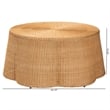 Pemberly Row Contemporary Bohemian Honey Scallop Rattan Coffee Table