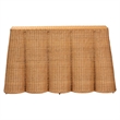 Pemberly Row Contemporary Bohemian Honey Scallop Rattan Console Table