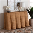Pemberly Row Contemporary Bohemian Honey Scallop Rattan Console Table