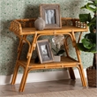 Pemberly Row Modern Bohemian Natural Rattan 2-Tier Console Table
