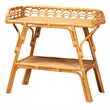 Pemberly Row Modern Bohemian Natural Rattan 2-Tier Console Table