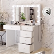 Pemberly Row Vanity Makeup Desk White Basic Knobs Manufactured Wood