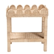 Pemberly Row Bohemian Scallop Natural Rattan and Mahogany Side Table