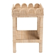 Pemberly Row Bohemian Scallop Natural Rattan and Mahogany Side Table