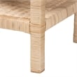 Pemberly Row Bohemian Scallop Natural Rattan and Mahogany Side Table
