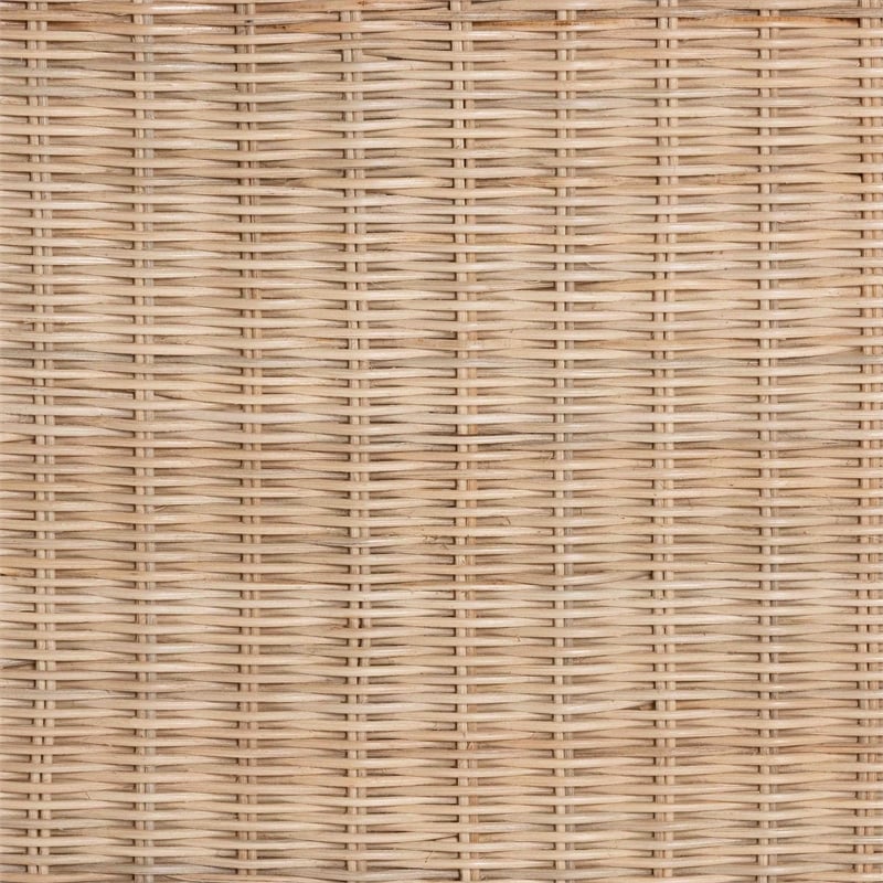 Pemberly Row Bohemian Scallop Natural Rattan and Mahogany Side Table