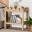 Pemberly Row Bohemian Scallop Natural Rattan and Mahogany Side Table