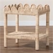 Pemberly Row Bohemian Scallop Natural Rattan and Mahogany Side Table