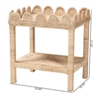 Pemberly Row Bohemian Scallop Natural Rattan and Mahogany Side Table