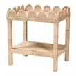 Pemberly Row Bohemian Scallop Natural Rattan and Mahogany Side Table