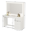 Pemberly Row White Makeup Vanity with 7 Drawers and Mirror Golden Knobs
