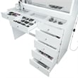 Pemberly Row Modern White Vanity 7 Drawers LED Lights Crystal Ball Knobs