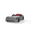 Pemberly Row Modern Wood TT Twin Race Car Bed with Remote Control in Gray