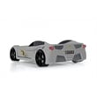 Pemberly Row Modern Wood TT Twin Race Car Bed with Remote Control in Gray