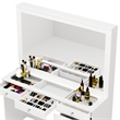 Pemberly Row White Makeup Vanity with 7 Drawers and Mirror Crystal Ball Knobs