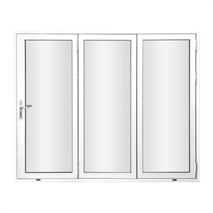 Pemberly Row 96&quot x 96&quot Aluminum & Glass Folding Door with 3 Panels in White