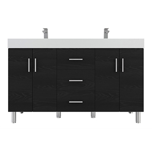 Pemberly Row Modern Engineered Wood Bathroom Vanity in Black