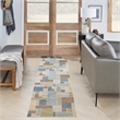 Pemberly Row Machine Washable 10' Runner Blue Green Multicolor Area Rug