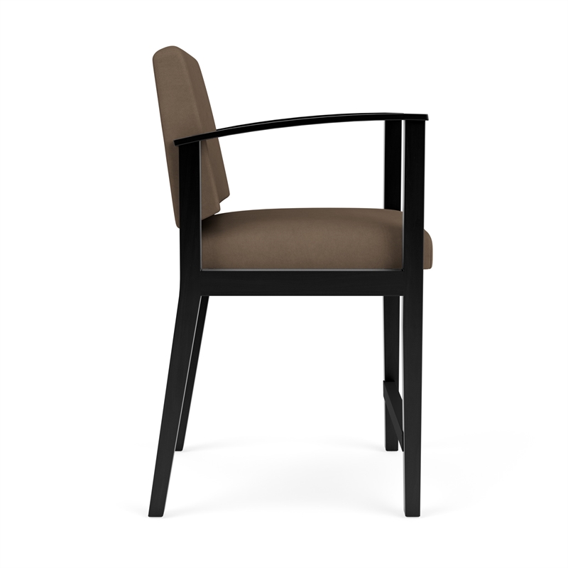 Pemberly Row Modern Reception Hip Chair in Black/Castillo Brown