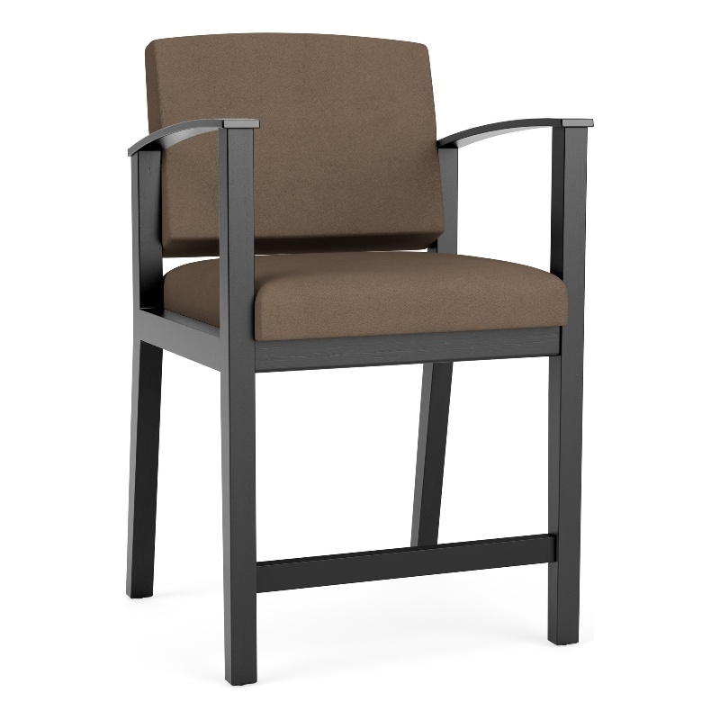 Pemberly Row Modern Reception Hip Chair in Black/Castillo Brown