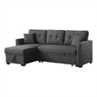 Pemberly Row Sleeper fabric Sofa Sectional w Reversible Storage DARK GRAY