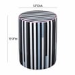 Pemberly Row Ceramic Stool in Modern Black and White Stripes Print
