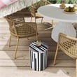 Pemberly Row Ceramic Stool in Modern Black and White Stripes Print
