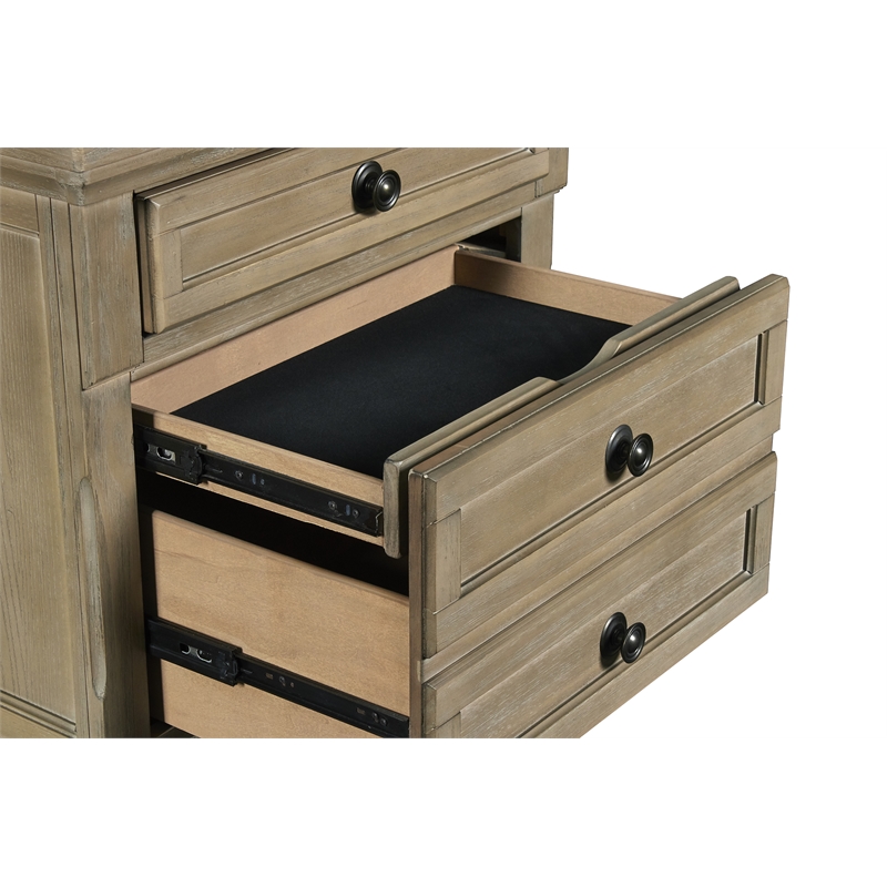 Pemberly Row Contemporary 3-Drawer Wood Nightstand in Pewter