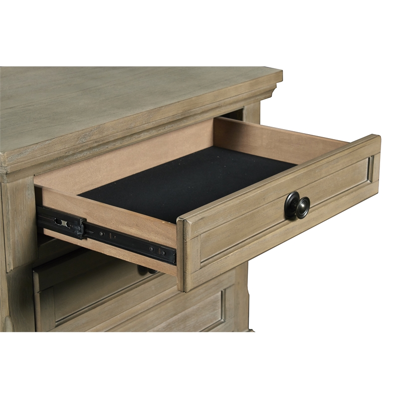 Pemberly Row Contemporary 3-Drawer Wood Nightstand in Pewter