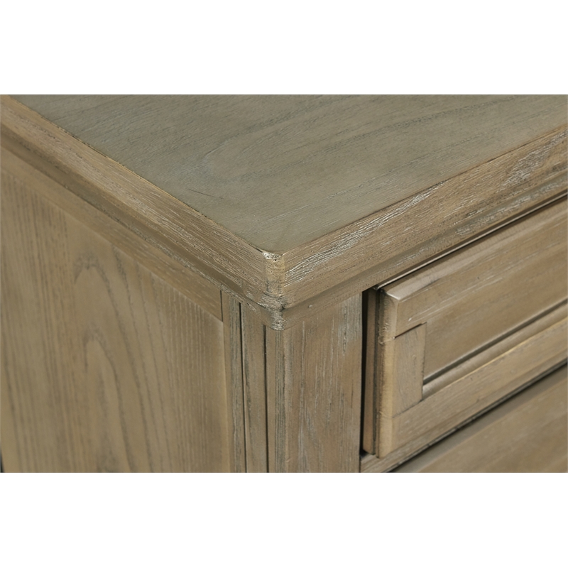 Pemberly Row Contemporary 3-Drawer Wood Nightstand in Pewter