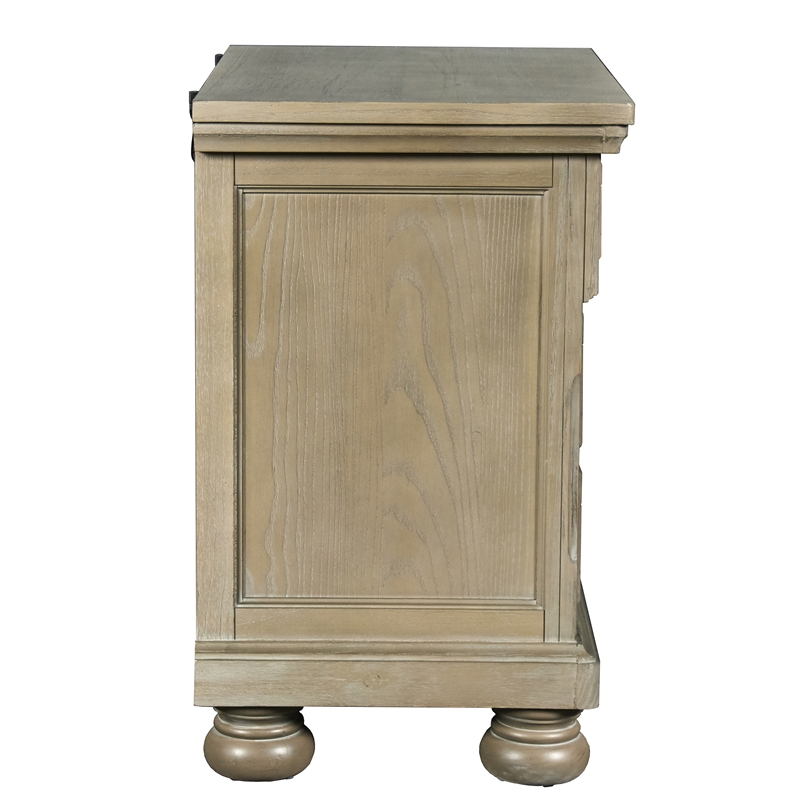 Pemberly Row Contemporary 3-Drawer Wood Nightstand in Pewter