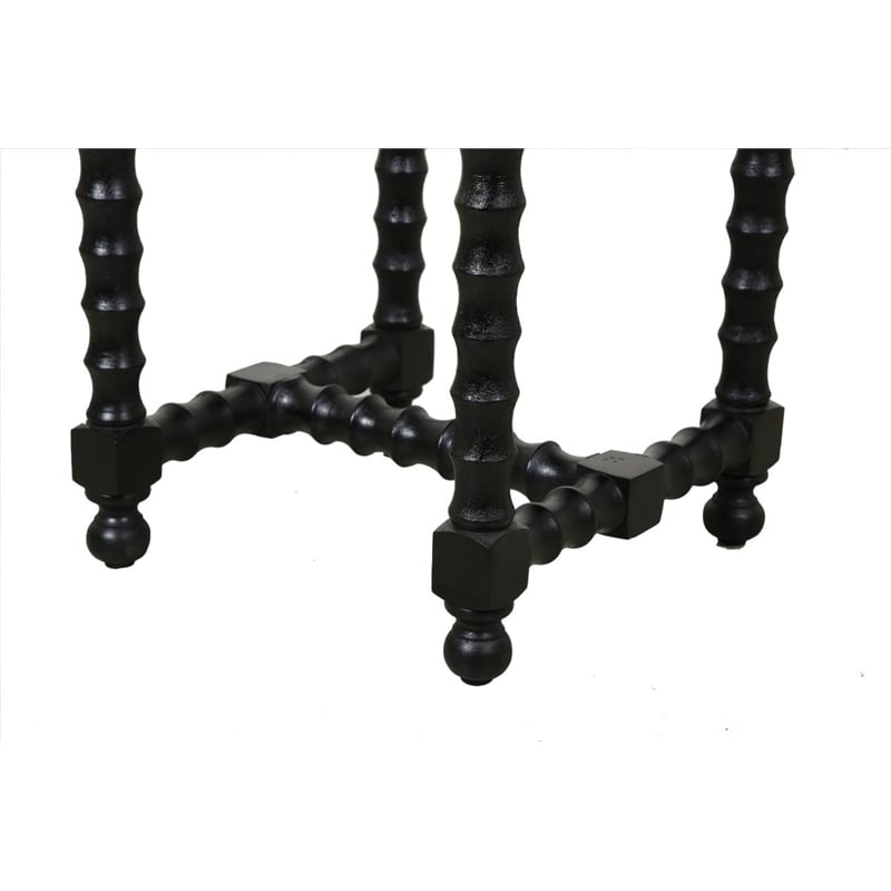 Pemberly Row Marble End Table with Black Wooden Spindle Base