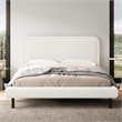 Pemberly Row Upholstered Platform Queen Bed in White Boucle Fabric