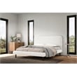 Pemberly Row Upholstered Platform Queen Bed in White Boucle Fabric