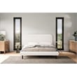 Pemberly Row Upholstered Platform Queen Bed in White Boucle Fabric
