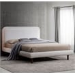 Pemberly Row Upholstered Platform Queen Bed in White Boucle Fabric