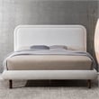 Pemberly Row Upholstered Platform Queen Bed in White Boucle Fabric