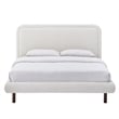 Pemberly Row Upholstered Platform Queen Bed in White Boucle Fabric
