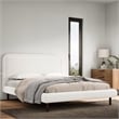Pemberly Row Upholstered Platform Queen Bed in White Boucle Fabric