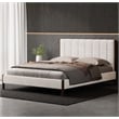 Pemberly Row Modern Upholstered Platform Queen Bed in Cream Fabric