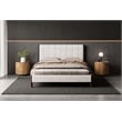 Pemberly Row Modern Upholstered Platform Queen Bed in Cream Fabric
