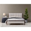 Pemberly Row Modern Upholstered Platform Queen Bed in Cream Fabric
