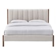 Pemberly Row Modern Upholstered Platform Queen Bed in Cream Fabric